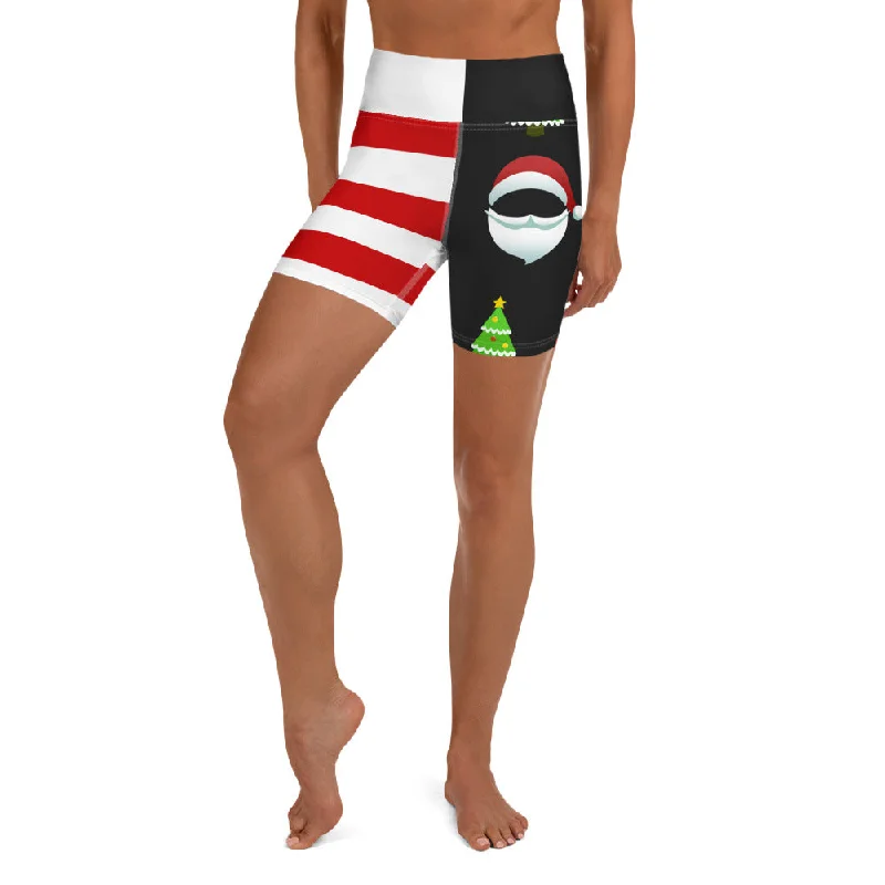 Overstock Sale Santa Claus Stripes Yoga Shorts