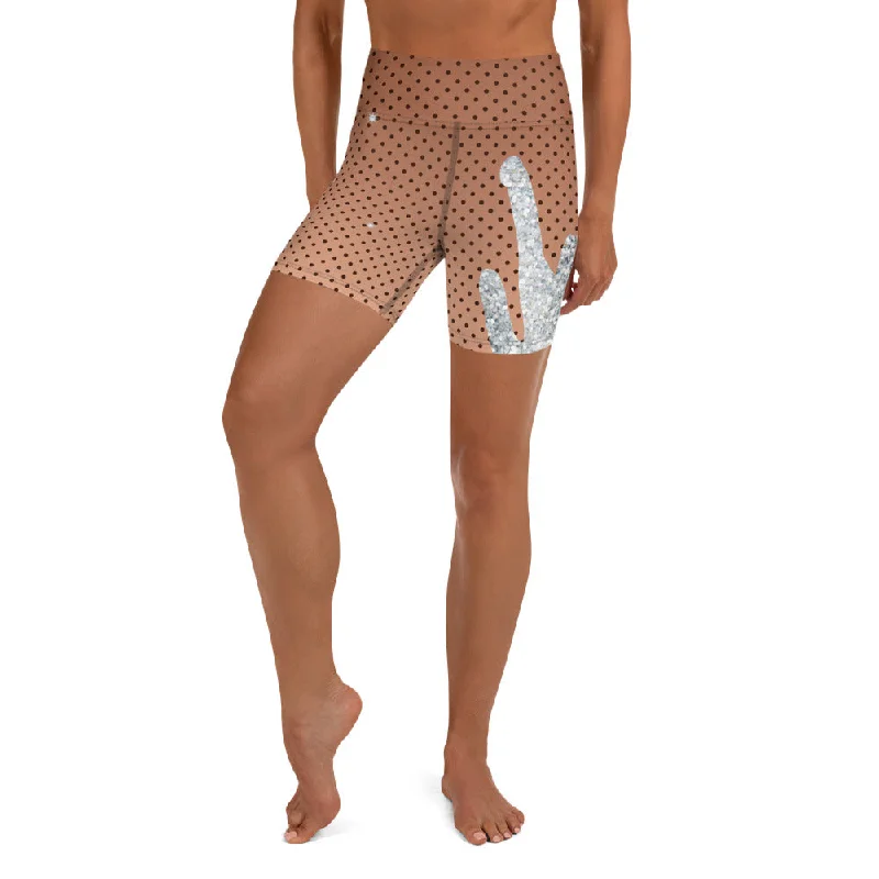 New Arrival Sequin Print Mesh Yoga Shorts