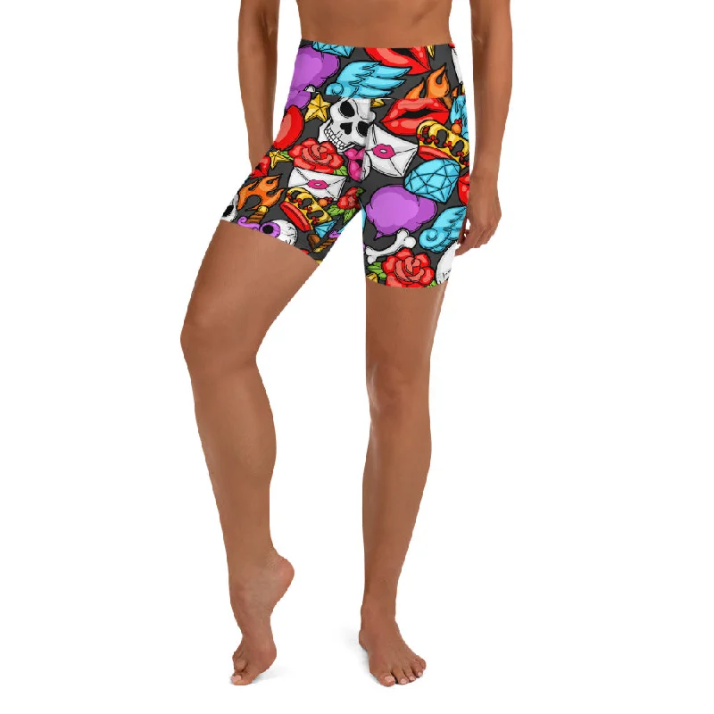 Weekend Bargains Just for You Skulls Yoga Shorts