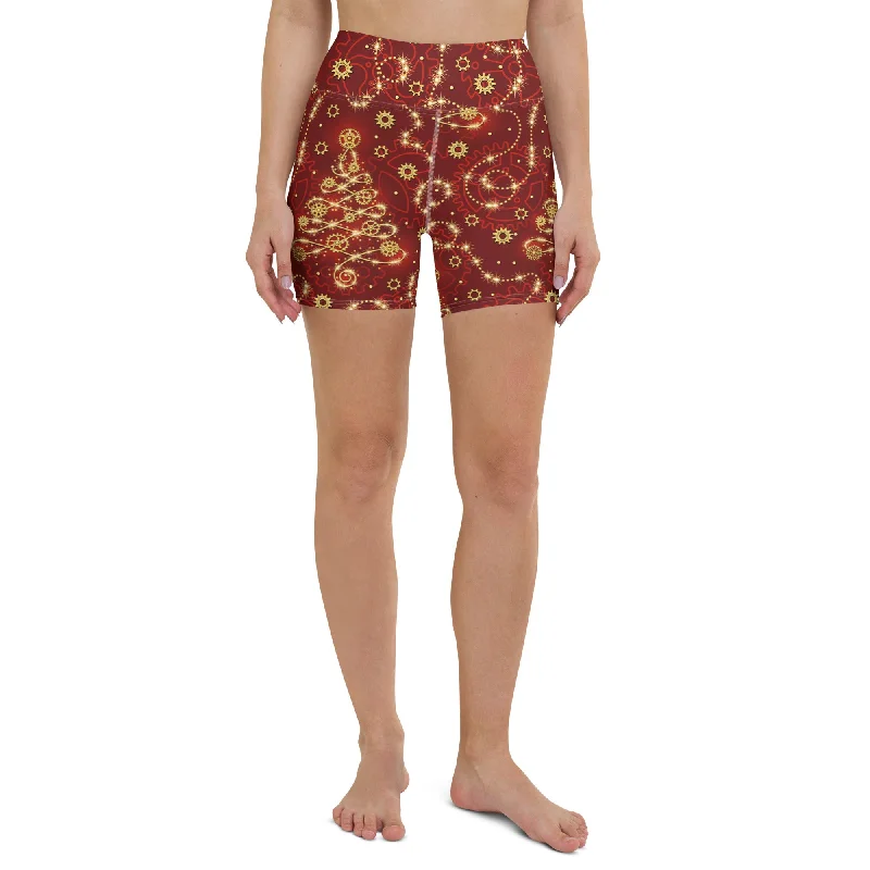 Act Now Steampunk Christmas Yoga Shorts