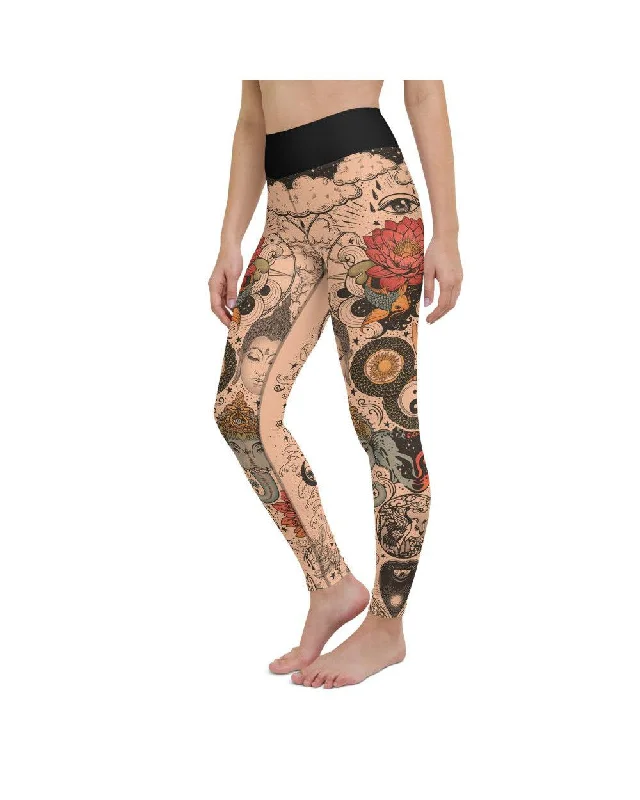 Buy Today Tattooed Lotus Yoga Pants
