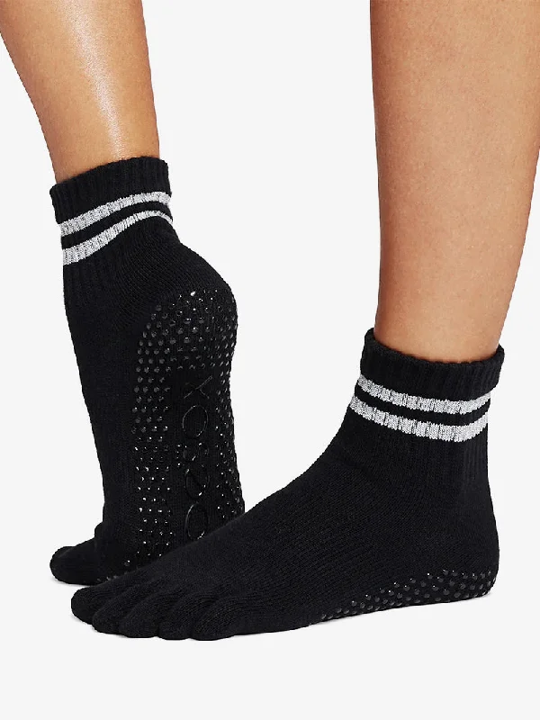 Weekend Specials to Grab ToeSox Full Toe Melody Grip Socks - Silver Stripe