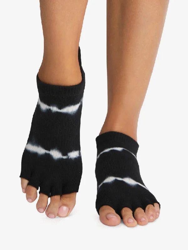 Epic Value ToeSox Half Toe Low Rise Grip Socks - Black Tie Dye Stripe