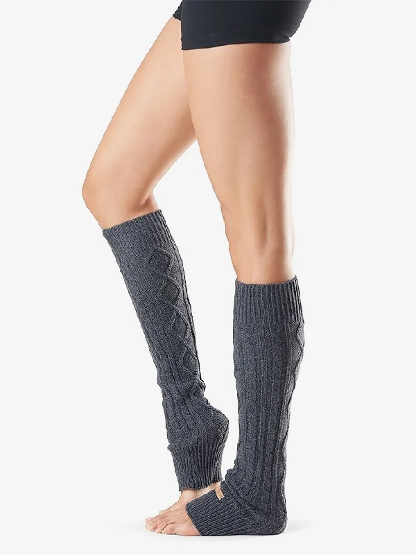 Extra Discount Toesox Knee High Leg Warmers - Charcoal Grey - One Size