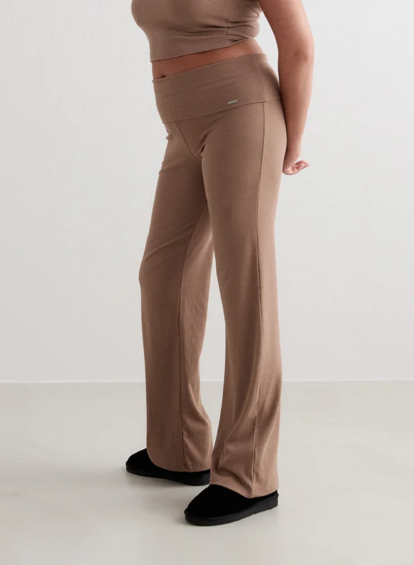 Weekend Deals to Make You Smile Toffee Melange Ease Ribbed Pants