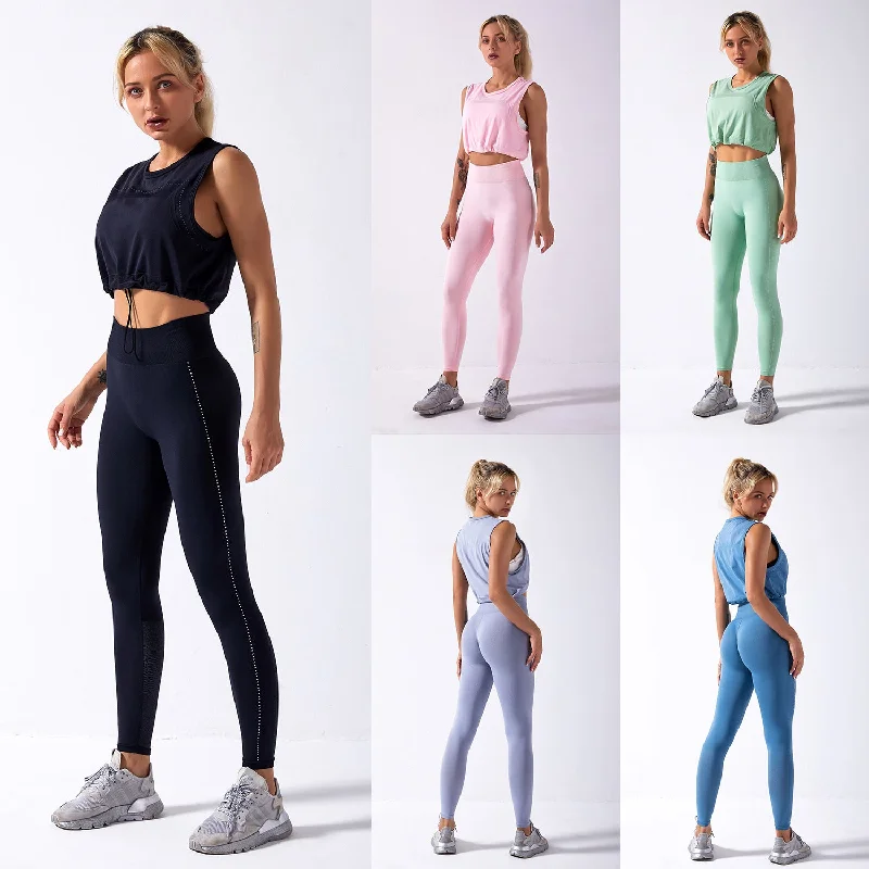 Reduced Rates Seamless Yoga Suit Sleeveless Top Set