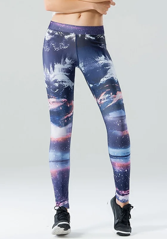 Instant Savings Elastic Waist Print  Yoga Pants