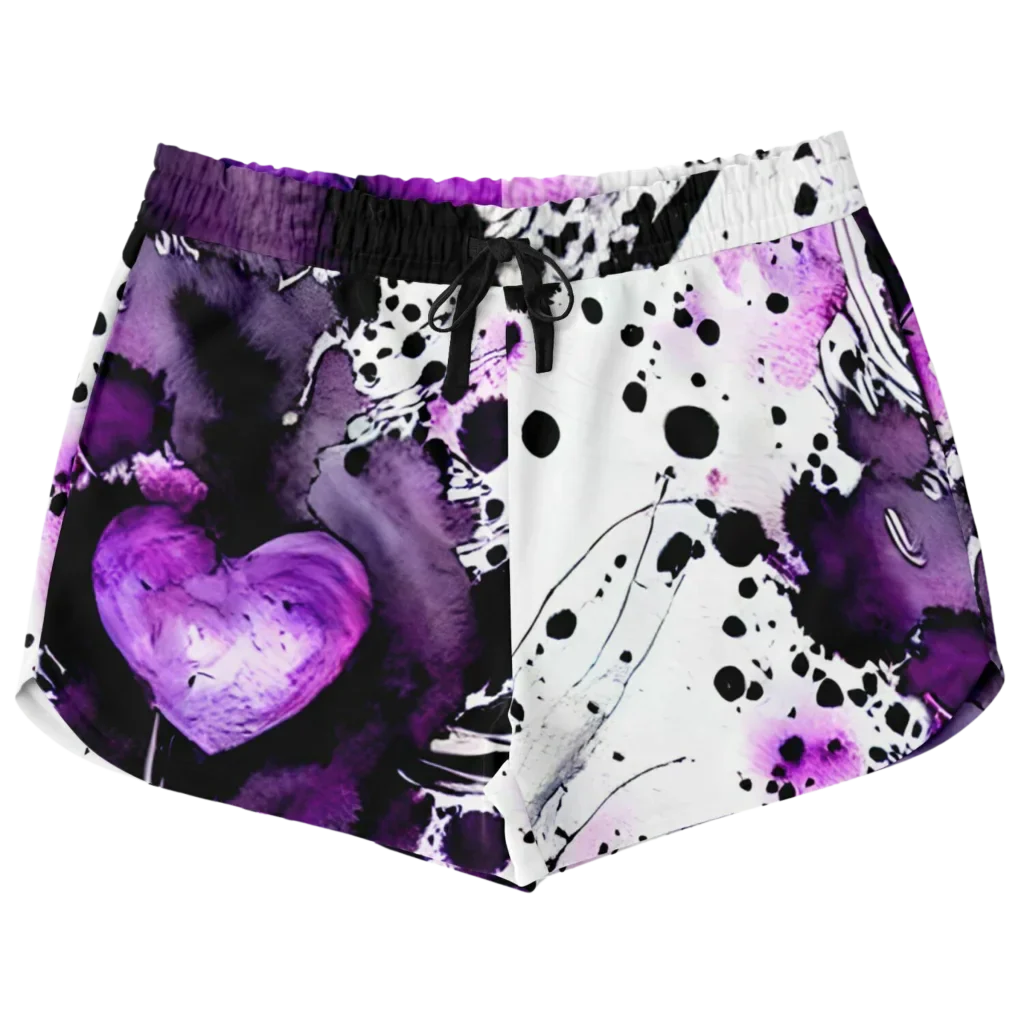 Weekend Deals That Dazzle VIBRANT PURPLE HEART ARTWORK YOGA SHORTS FOR WOMEN