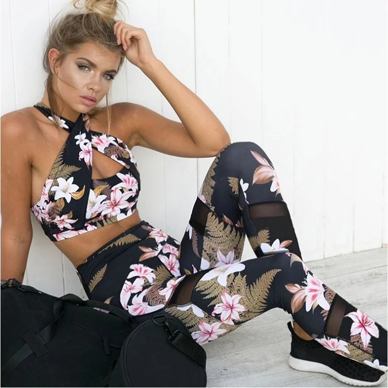 Unbeatable Deal Vutru 2 Piece Floral Print Yoga Set Women Sexy Tracksuit For Women Gym Fitness Clothes Bra+Long Pants Running Tights Sport Suit Unbeatable Deal Vutru 2 Piece Floral Print Yoga Set Women Sexy Tracksuit For Women Gym Fitness Clothes Bra+Long Pants Running Tights Sport Suit