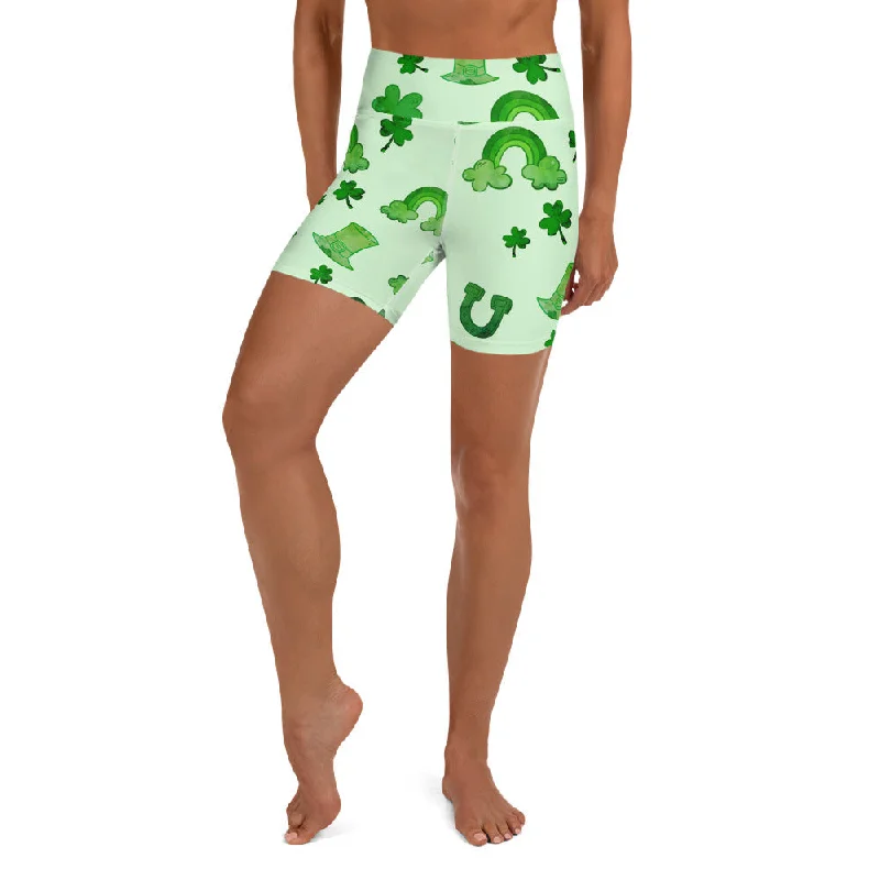 Flash Deal Watercolor St. Patrick's Day Yoga Shorts