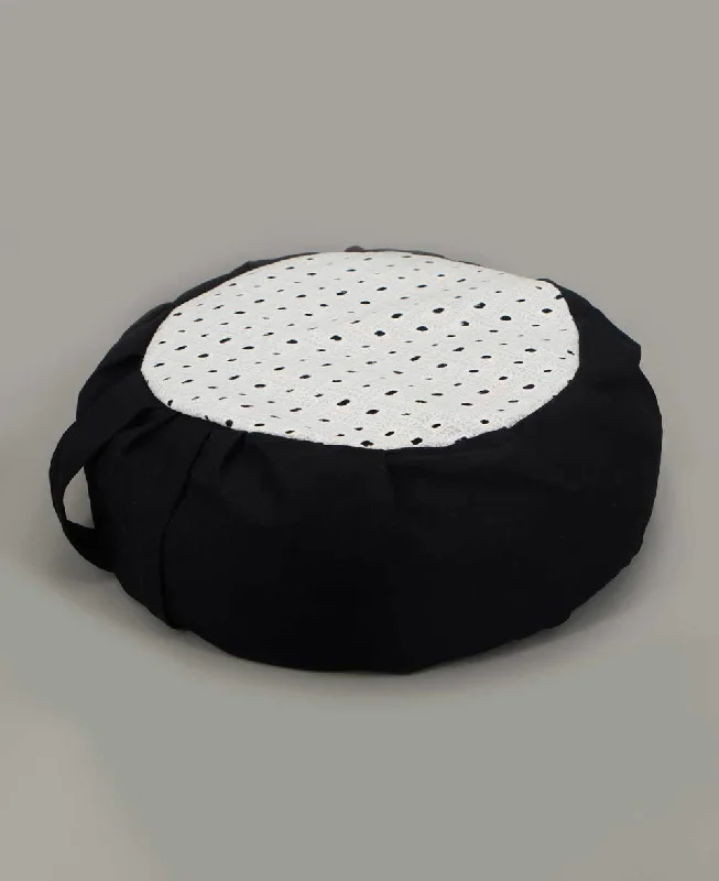 Weekend Discounts to Celebrate White Eyelet with Black Base Zafu Meditation Cushion