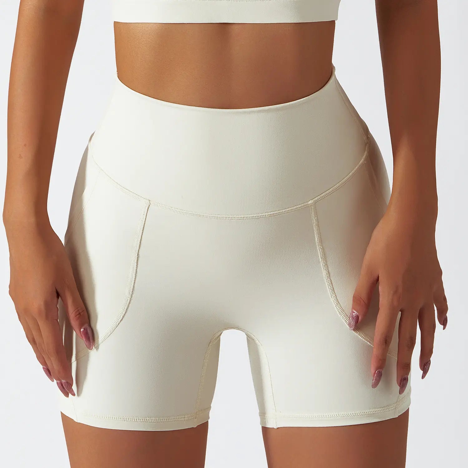 One-Day Only White hot yoga shorts
