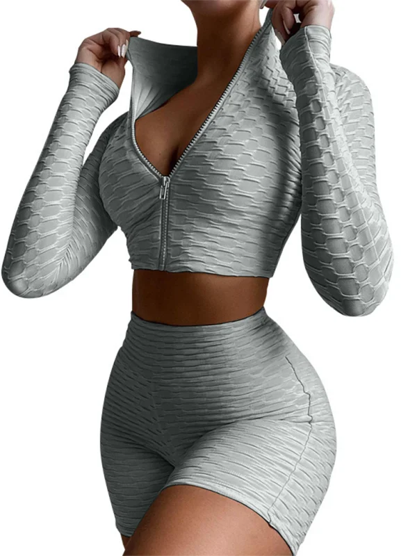 Weekend Discounts to Love Women's solid textured fabric athleisure sets