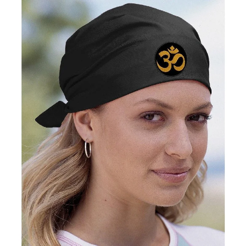 Weekend Deals to Make You Happy Yoga Bandana - Gold Aum Patch - Black