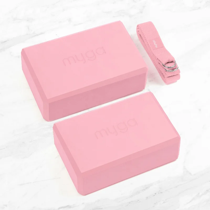 Clearance Sale Yoga Blocks & Strap Set - Pink