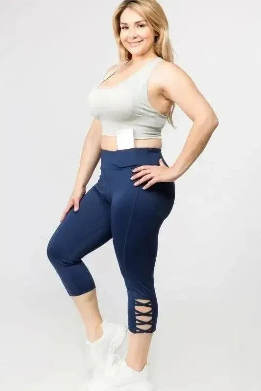 Weekend Offers That Thrill Yoga Capri Cutout Leggings (Plus Size)