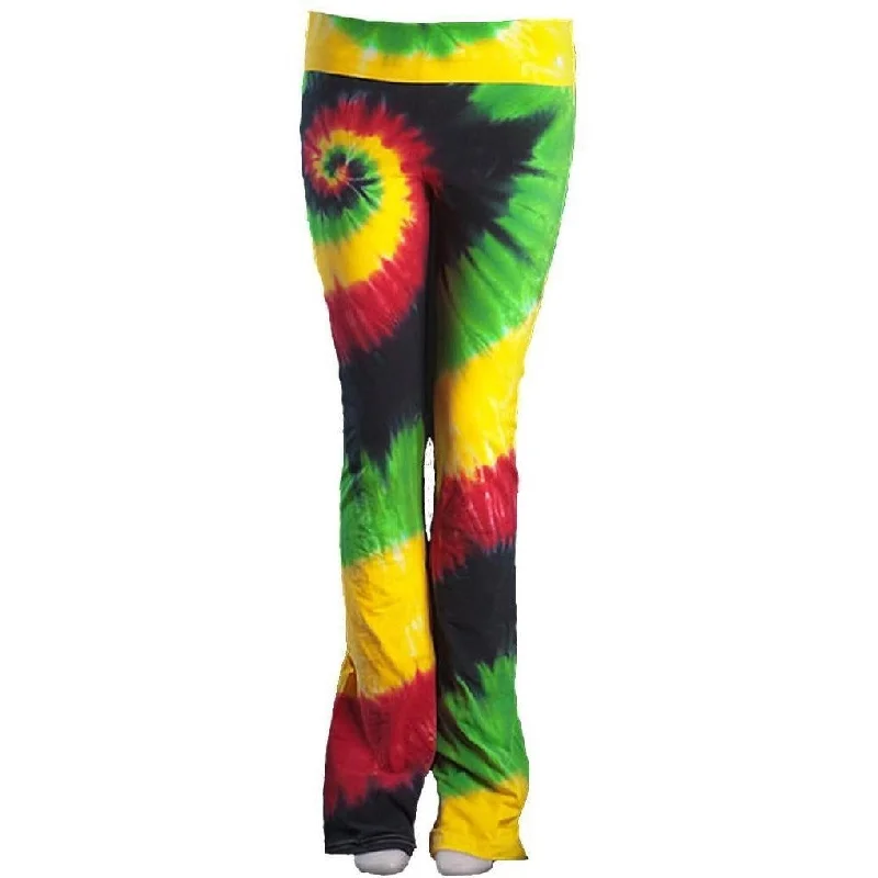Weekend Discounts to Enjoy Womens Tie Dye Yoga Pants - Rasta Colors
