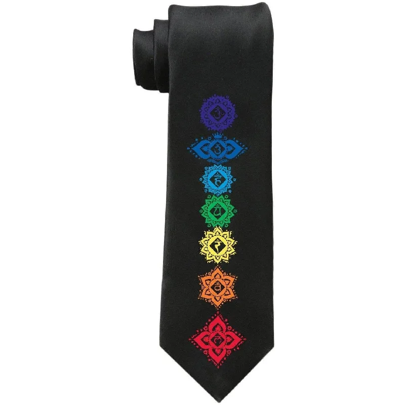 Weekend Bargains to Love Mens Floral 7 Chakras Necktie