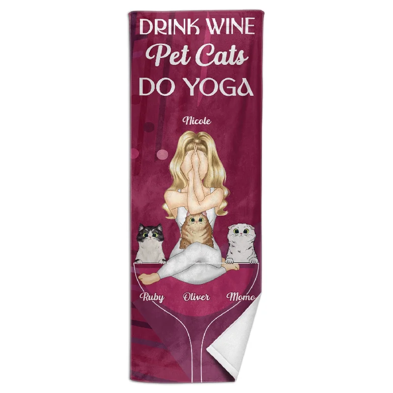 Deal of the Day Yoga Drink Wine Pet Cats - Gift For Cat Mom - Personalized Yoga Towel Deal of the Day Yoga Drink Wine Pet Cats - Gift For Cat Mom - Personalized Yoga Towel