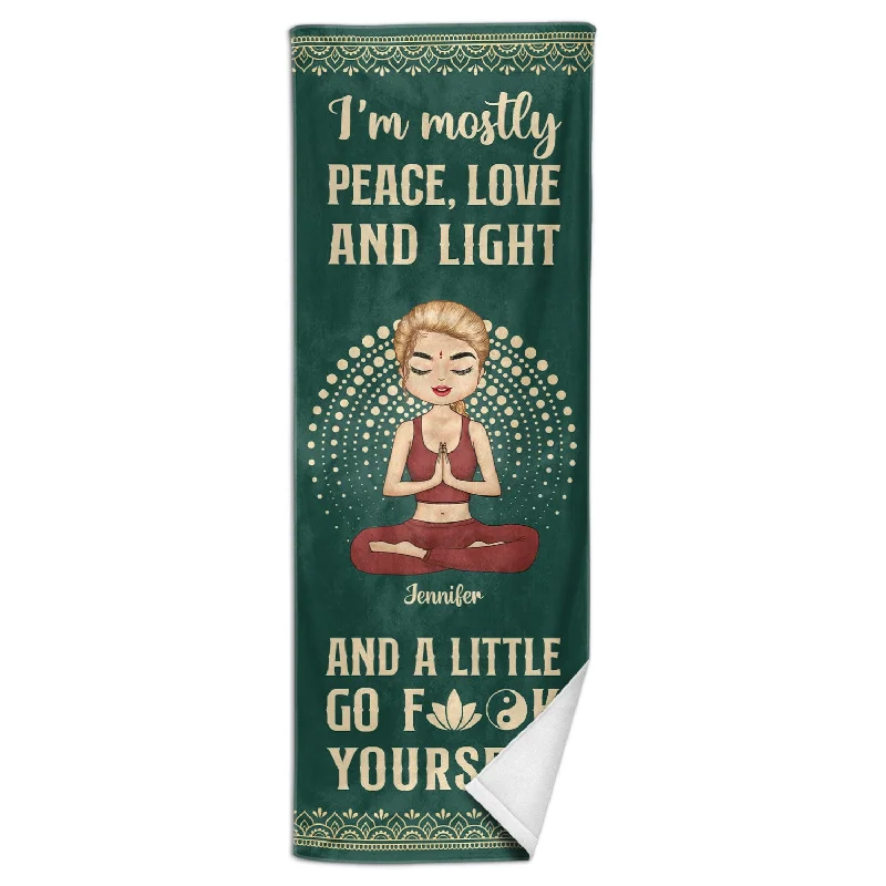 Special Buy Yoga Girl I'm Mostly Peace Love And Light - Gift For Yourself, Gift For Women - Personalized Yoga Towel Special Buy Yoga Girl I'm Mostly Peace Love And Light - Gift For Yourself, Gift For Women - Personalized Yoga Towel