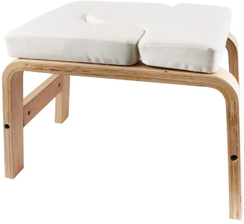 While Supplies Last Yoga Headstand Bench Wood PU Pad Steady Inversion Chair White