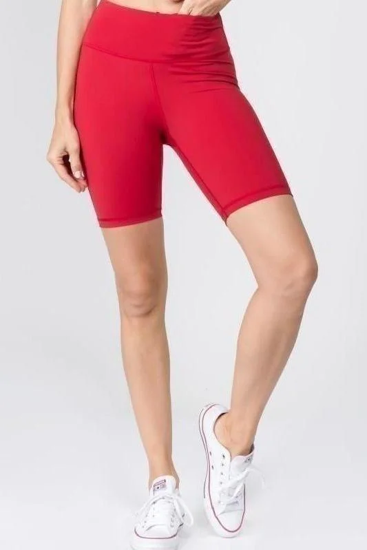 Weekend Bargains to Sizzle Active High Rise Matte Bike Shorts (CRIMSON)