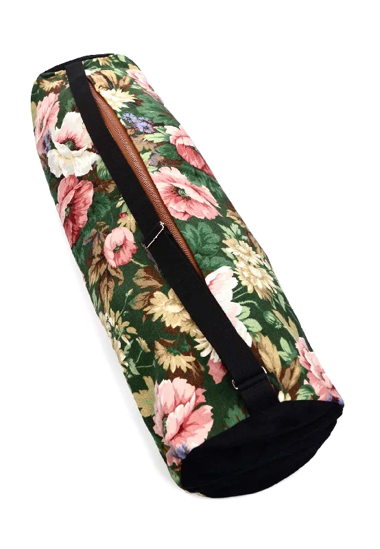 Celebrate the Weekend with Discounts Yoga Mat Bag | Big Flowers - Mocha | Size XL