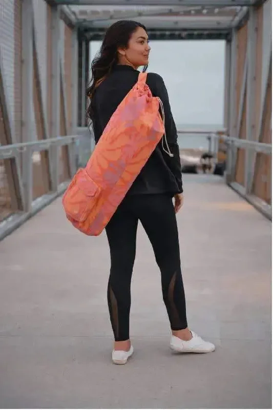 Flash Sale Yoga Mat Bag Tropical Print Pink Fair Trade Organic Cotton