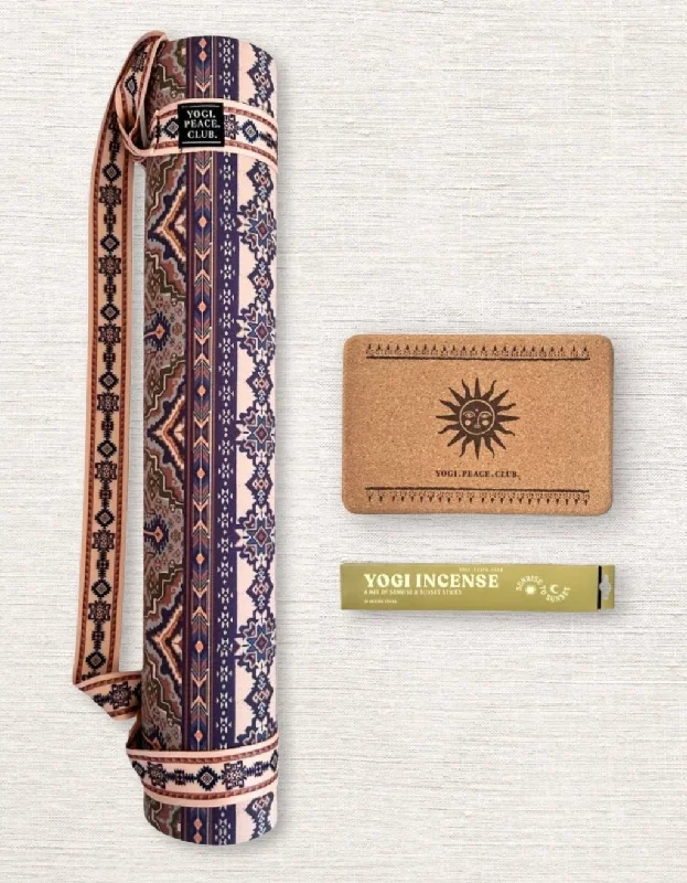 Special Offer 4 mm Yoga Pack - Desert Sand  Yoga Mat + Block + Strap + Incense