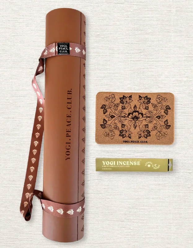Unbeatable Deal 5mm Yoga Pack - Lotus Chai Deluxe Yoga Mat + Block + Strap + Incense