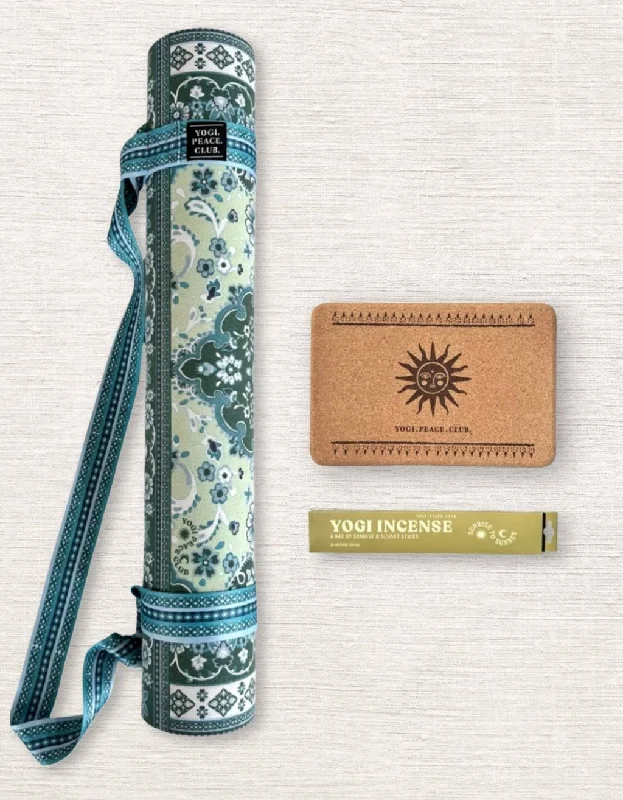 Super Savings 4 mm Yoga Pack - Mint Tea Yoga Mat + Block + Strap + Incense