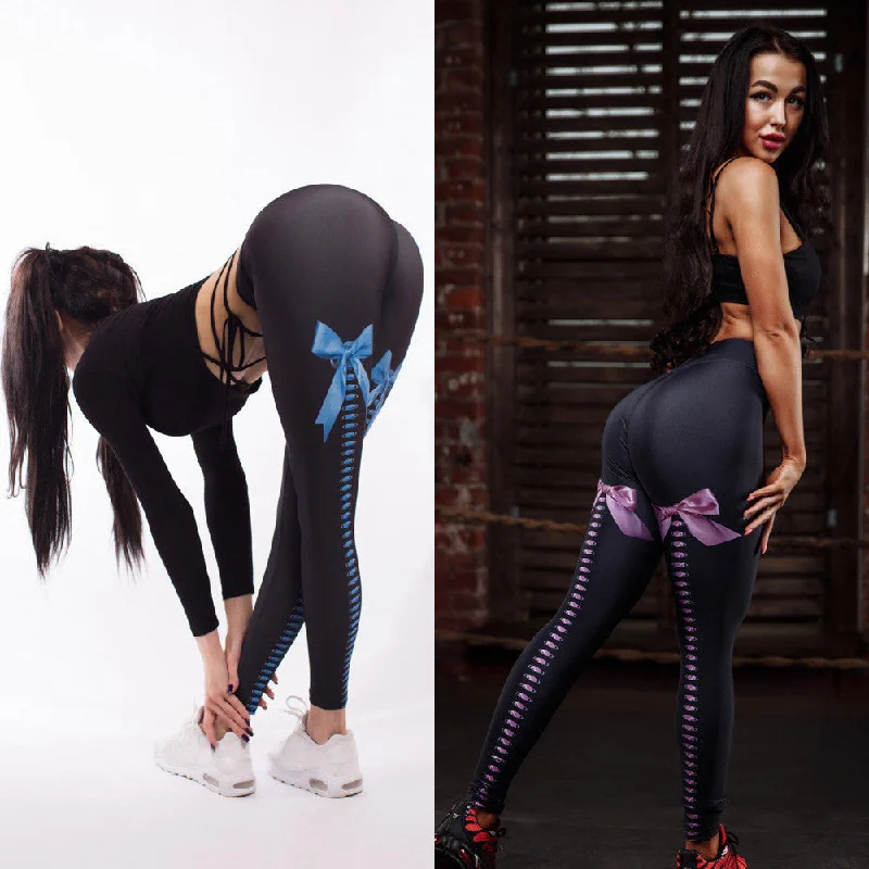 Shop the Weekend Away Yoga Pants with Printed Bow