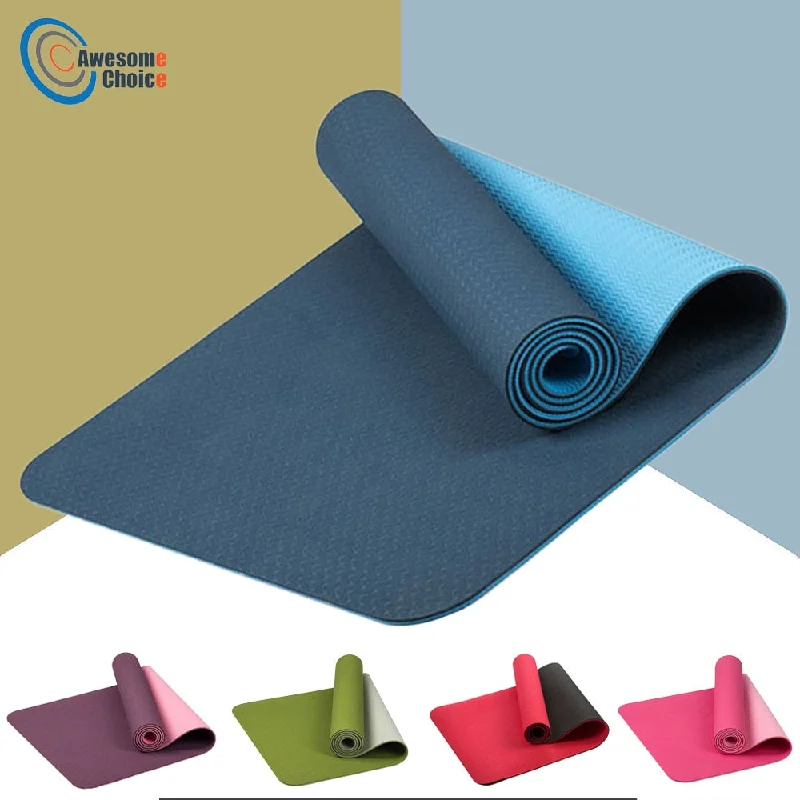 Overstock Sale 183*61cm 6mm Thick Double Color Non-slip TPE Yoga Mat Quality Exercise Sport Mat for Fitness Gym Home Tasteless Pad