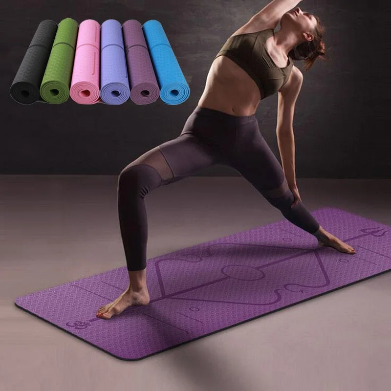 Weekend Special 1830*610*6mm TPE Yoga Mat with Position Line Non Slip Carpet Mat For Beginner Environmental Fitness Gymnastics Mats