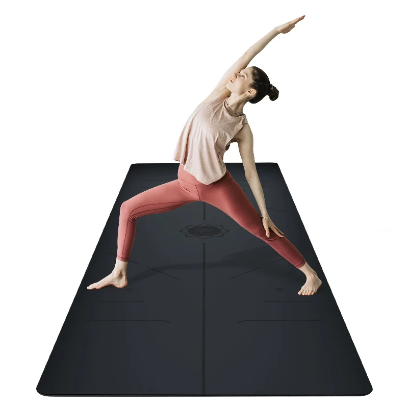 Cash Savings FrenzyBird 5mm PU Rubber Yoga Mat with Carrying Strap and Alignment System - Black