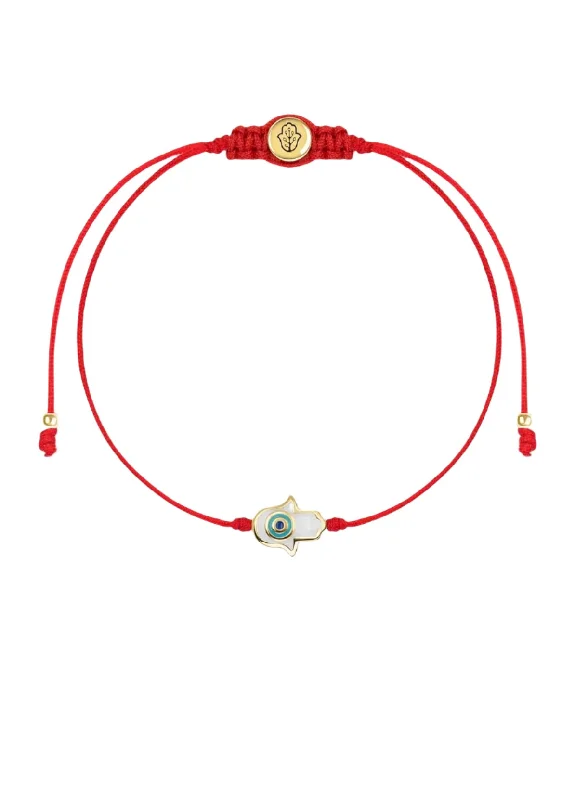 Amazing Value White Enamel Hamsa Red String Bracelet
