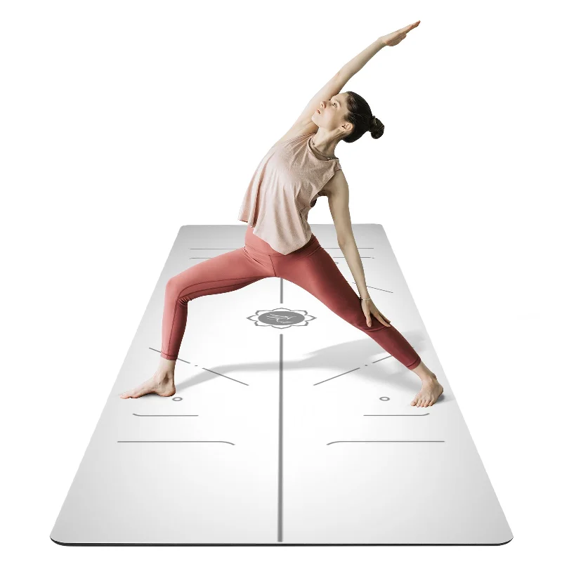 Great Deal FrenzyBird 5mm PU Rubber Yoga Mat with Carrying Strap and Alignment System - White Great Deal FrenzyBird 5mm PU Rubber Yoga Mat with Carrying Strap and Alignment System - White