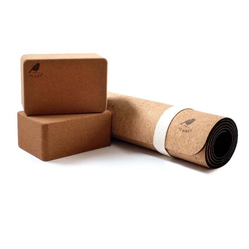 Weekend Bargains to Cherish Cork Industrial Yoga Mat and Two-Block Bundle