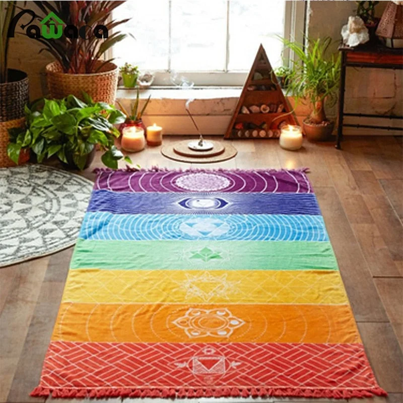 Shop the Weekend Away Cotton Yoga 7 Chakra Colored Rainbow Mat For Fitness Sports Pilates Exercise Mats Travel Tapestry Beach Throw Towel Yoga Mat Shop the Weekend Away Cotton Yoga 7 Chakra Colored Rainbow Mat For Fitness Sports Pilates Exercise Mats Travel Tapestry Beach Throw Towel Yoga Mat