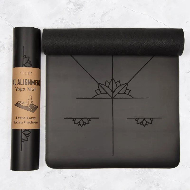 Hurry In Extra Large Black Lotus Alignment Yoga Mat