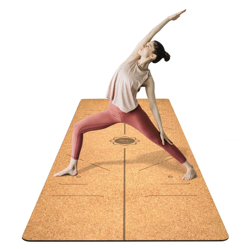 Discount Mania FrenzyBird 5mm Cork Yoga Mat with Carrying Strap and Alignment System