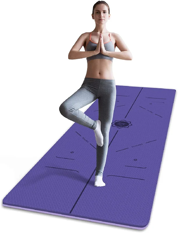 Can't Resist FrenzyBird 6mm TPE Yoga Mat with Carrying Strap and Alignment System - Violet
