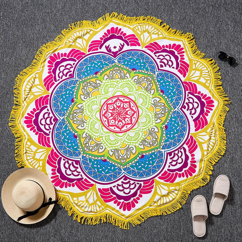 Exclusive Deal Lotus Pattern Round Yoga Meditation Towel/Mat