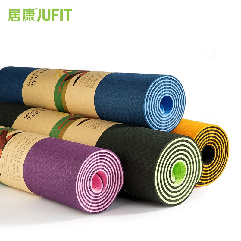 Weekend Extravaganza: Shop Now JUFIT 1830*610*6MM TPE Yoga Mat Double Sided Color Exercise Sports Mats For Fitness Gym