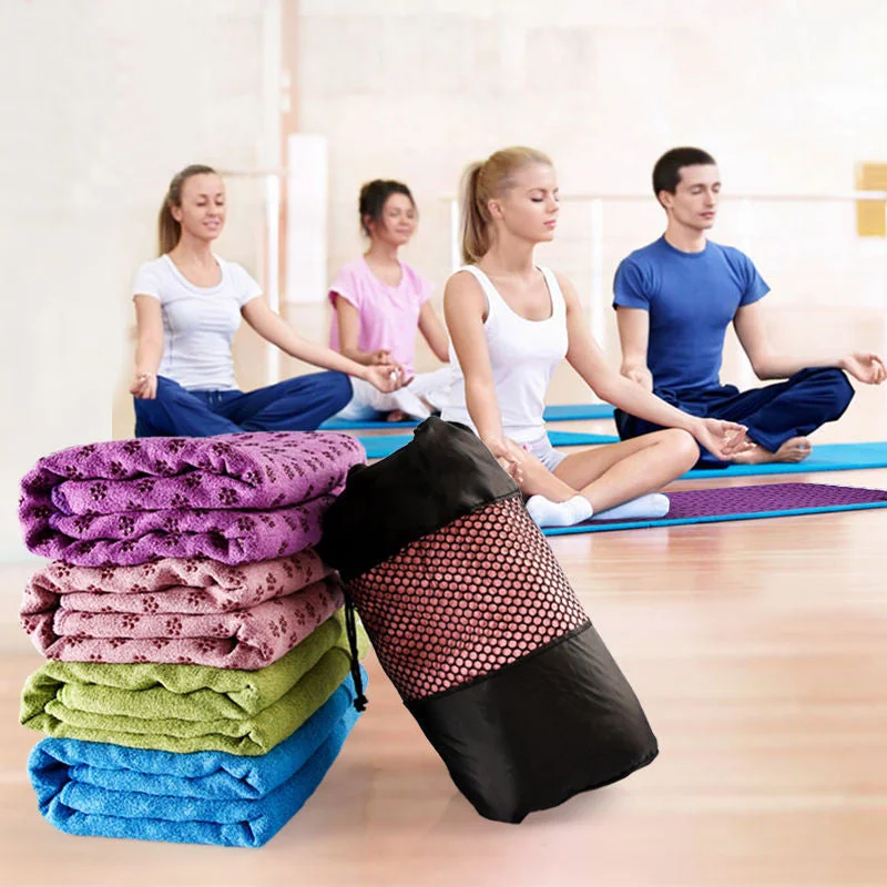 Lowest Rates Non Slip Yoga Mat Cover Towel With Mesh Carry Bag