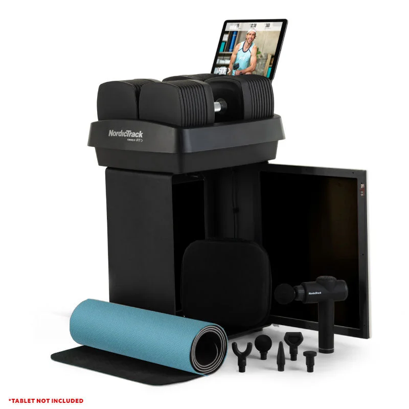 Weekend Savings Fiesta NORDICTRACK - iSELECT VOICE-CONTROLLED DUMBBELLS + STAND + MASSAGE GUN + MAT