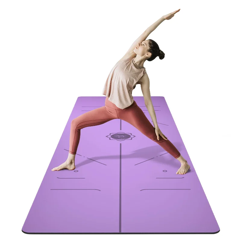 Flash Sale FrenzyBird 5mm PU Rubber Yoga Mat with Carrying Strap and Alignment System - Purple