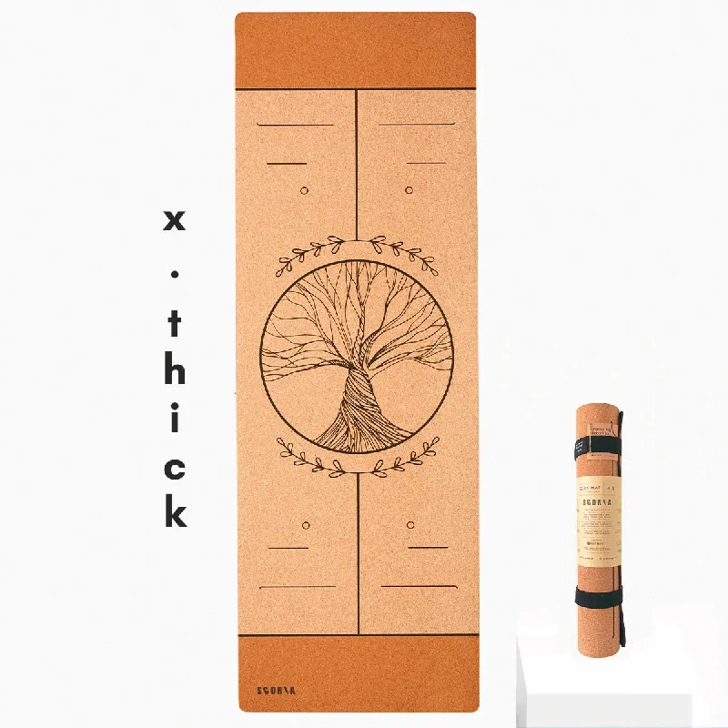 Extra Savings X-Thick Tree of Life Alignment Cork Yoga Mat | 6MM