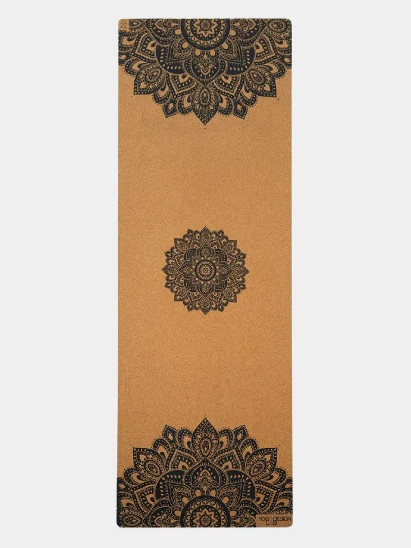 Hurry Up Yoga Design Lab Cork Mat 1.5mm - Mandala Black